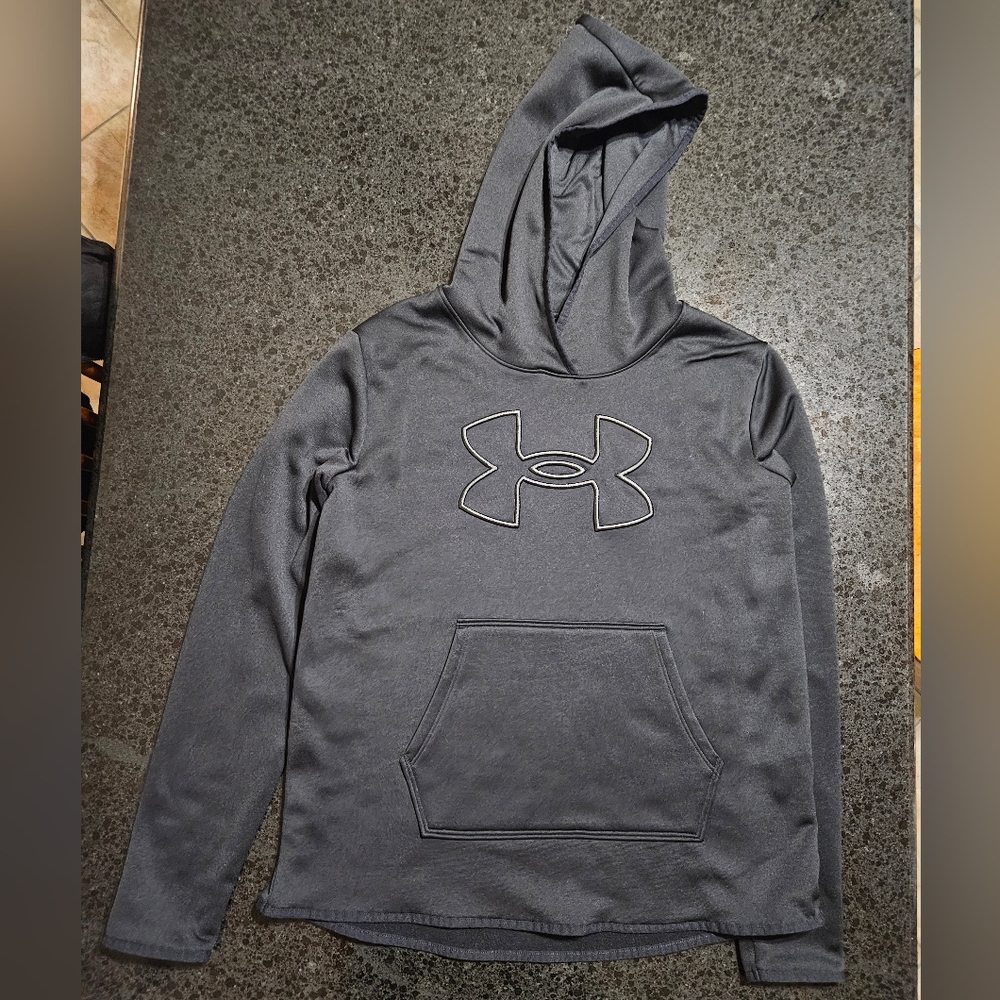 UA Under Armour Black on Black Hoodie Hooded Sweatshirt Size Medium Women's